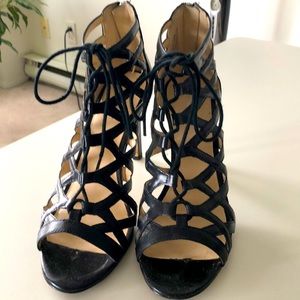 Nine West ankle sandal, leather, heel 3”1/2